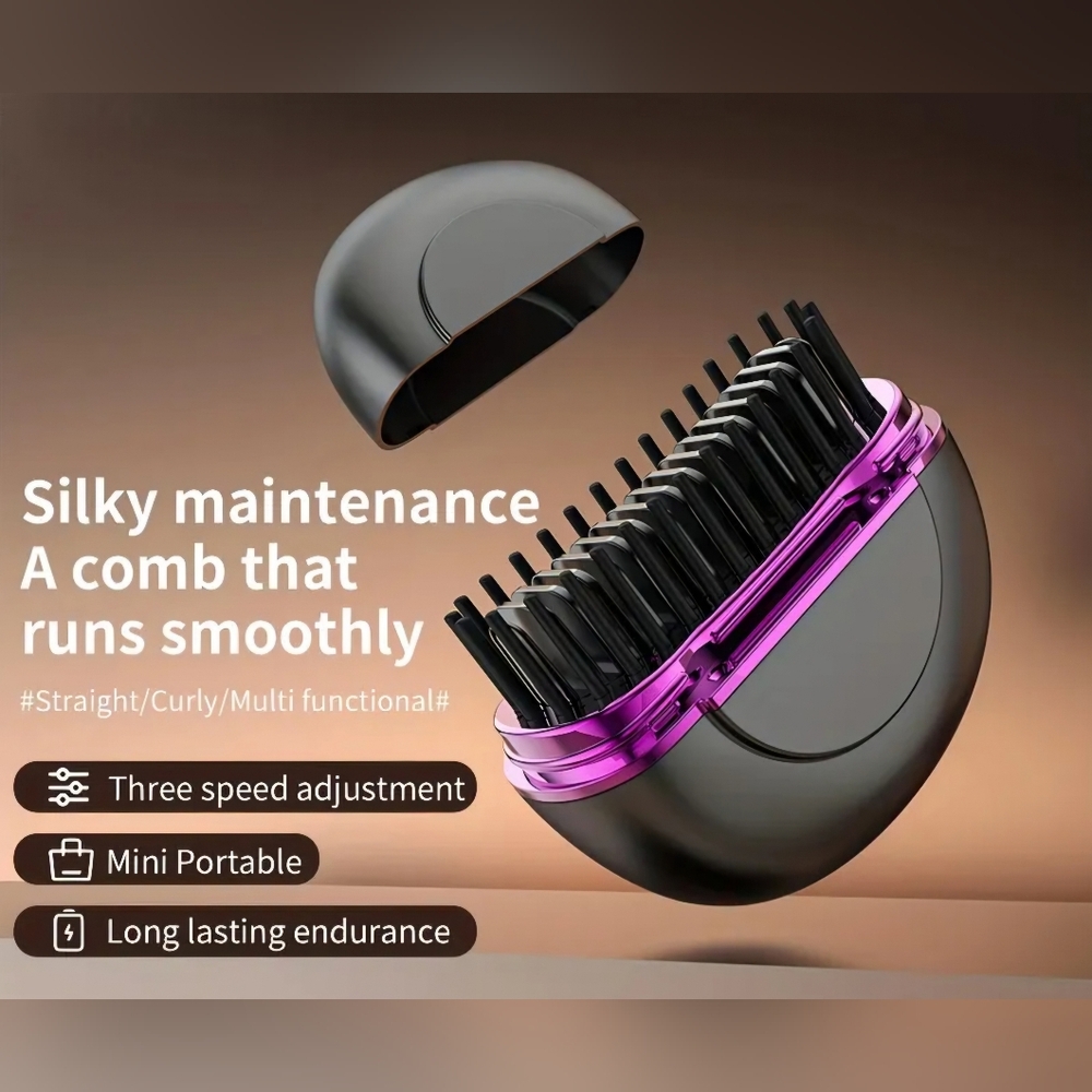 Portable Black and Purple Hair Comb